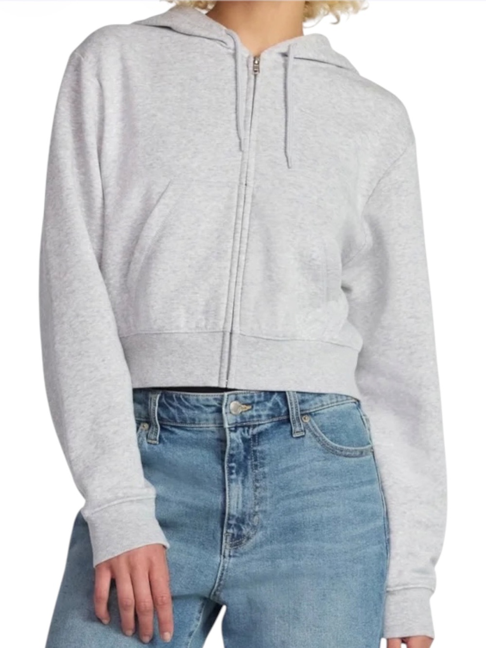 NO BOUNDARIES Gray Cropped Full Zip Hooded Sweatshirt
